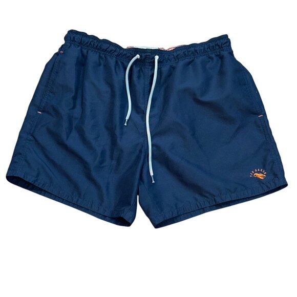 Men's Ted‎ Baker London Navy Lined 5" Bathing Suit Swim Trunks Size 4 (LG) - Picture 1 of 8